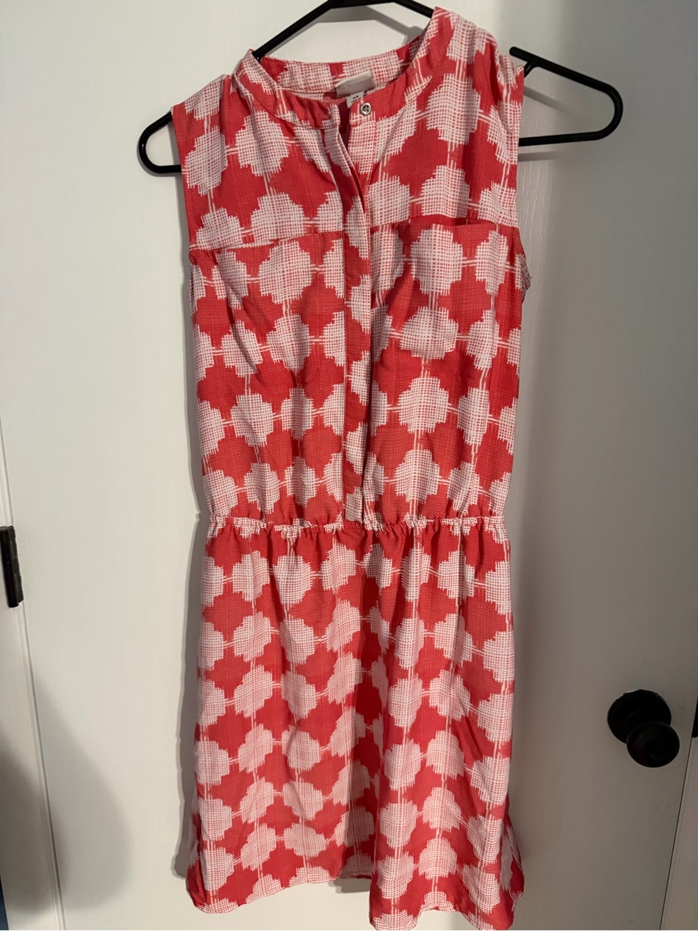 Sleeveless Cor & White Printed Day Dress